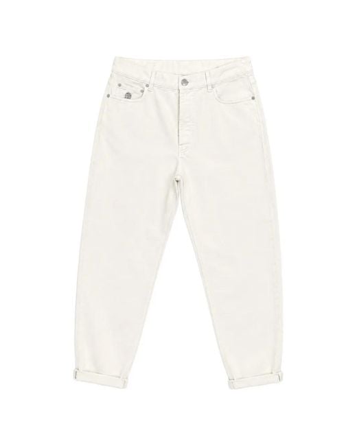 Brunello Cucinelli White Logo-Patch Jeans for men
