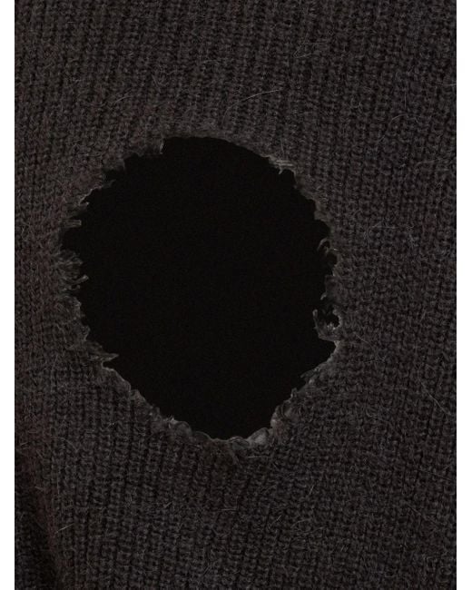 MM6 by Maison Margiela Black Distressed-Detail Knit Cardigan for men