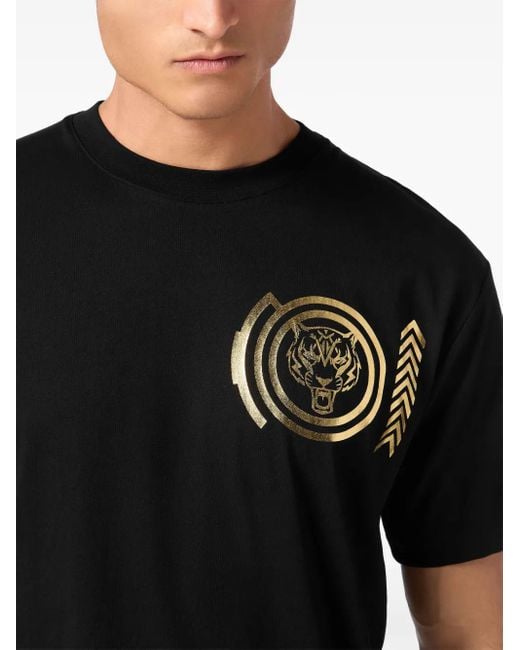 Philipp Plein Black Tiger-Print T-Shirt for men