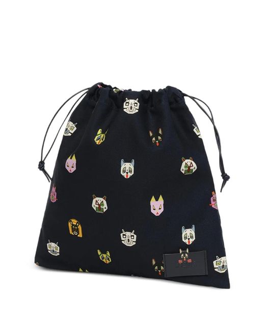 Loewe Black Small Cat-Motif Drawstring Pouch