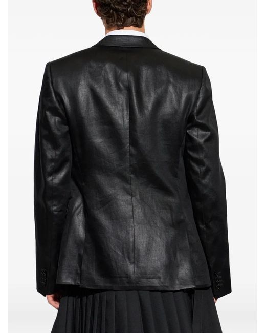 McQueen Black Linen Double-Vent Blazer for men