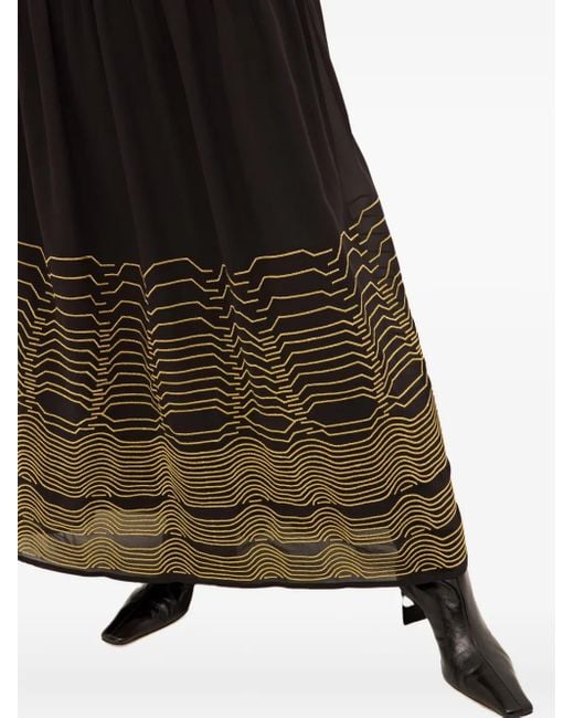 Marie Oliver Black Gerüschtes Winfrey Maxikleid Mit Falten