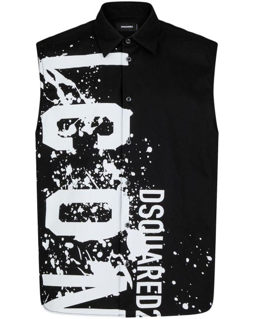 DSquared² Black Logo-print Cotton Shirt for men