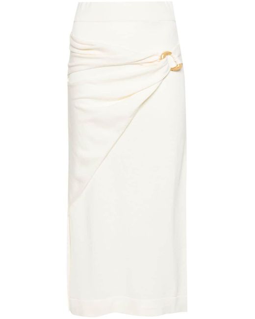 Jil Sander White A-line Fine-knit Midi Skirt