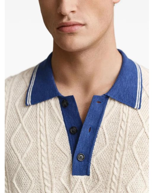 Gant White Cable-Knit Polo Shirt for men