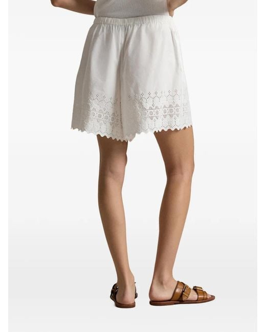 Polo Ralph Lauren White Cotton Eyelet Short