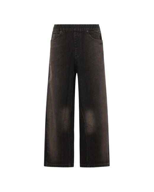 Adidas Black X Avavav Elasticated-Waist Faded-Wash Jeans