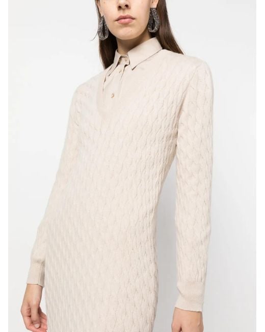 Robe En Maille À Col V Brunello Cucinelli en coloris Natural