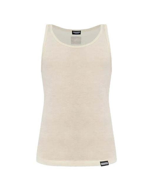 DSquared² Trägershirt Mit Logo-Patch in Natural für Herren