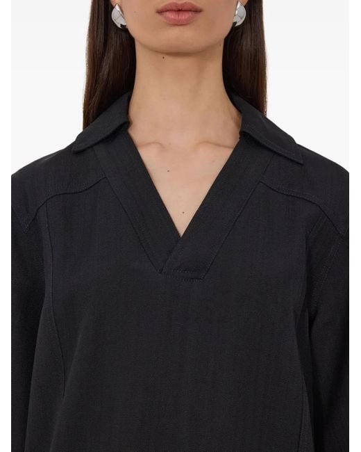 Loulou de Saison Black Ermo Open-Neck Top