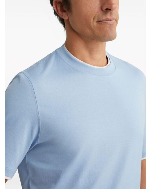 Brunello Cucinelli T-Shirt mit Layering-Detail in Blue für Herren