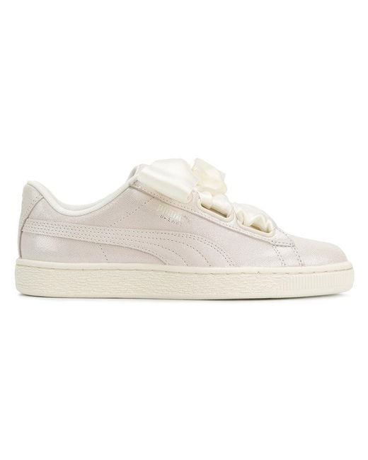 PUMA Leather Lace-up Ribbon Sneakers in White | Lyst