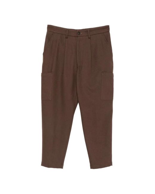 Eleventy Brown Pocket Pleated Trousers for men