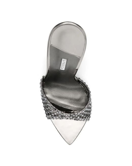 Le Silla White Gilda Crystal-Embellished Pointed-Toe Heeled Sandals