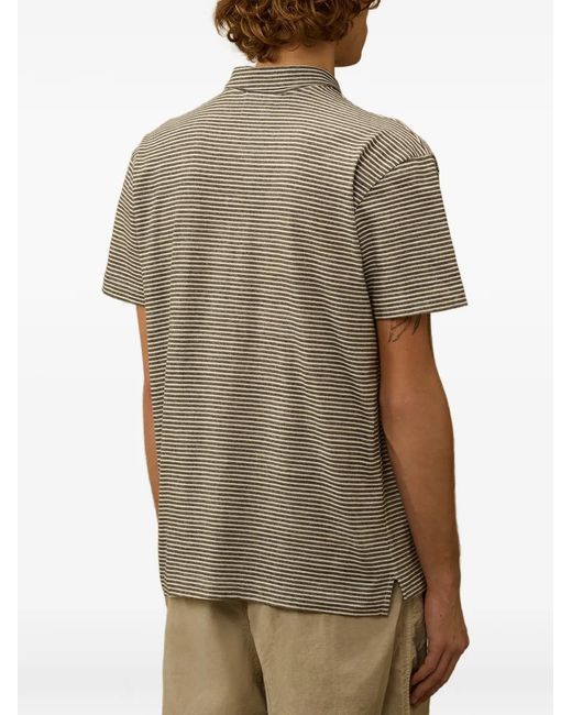 C P Company Gray Striped Chest-Pocket Polo Shirt for men