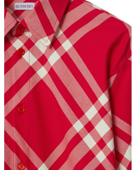Burberry Red Check-pattern Cotton Flannel Shirt for men