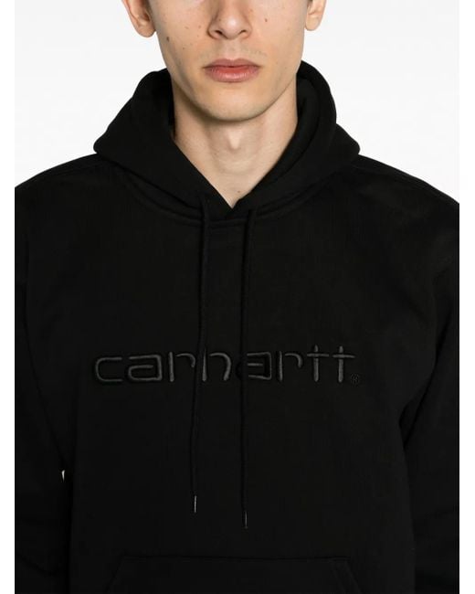 Carhartt Black Hooded Cotton Sweatshirt With Logo for men