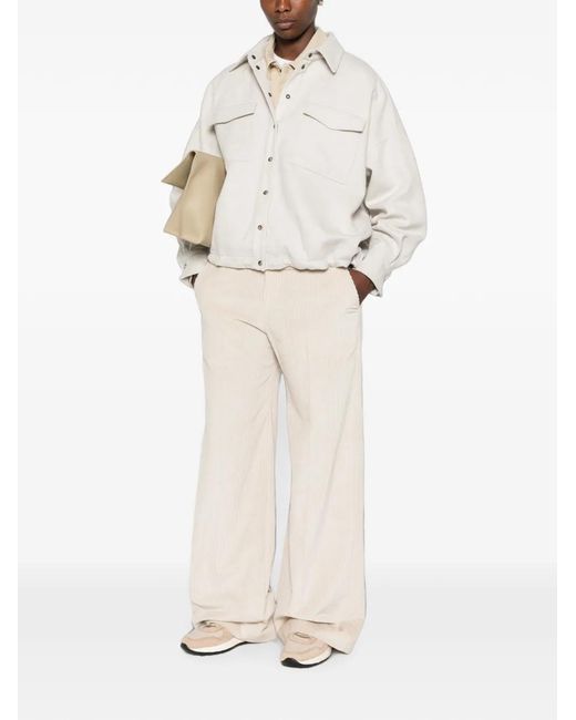 Brunello Cucinelli White Buttoned Flap-Pocket Jacket