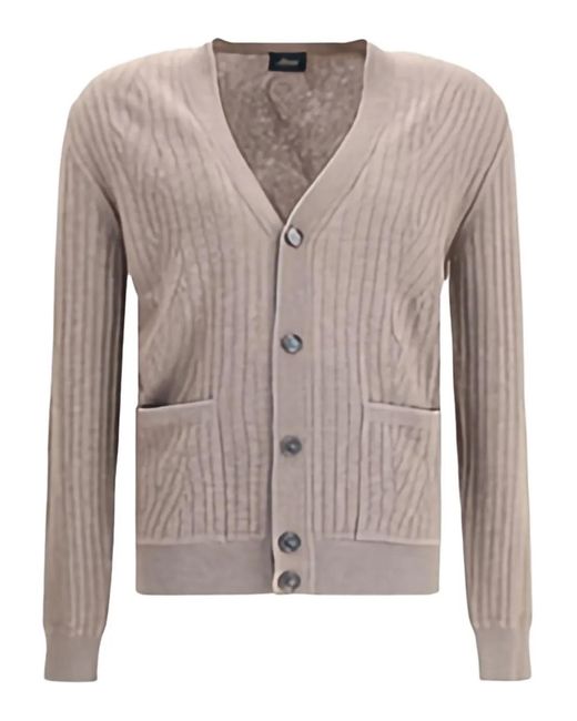 Brioni Natural Ribbed Cardigan for men