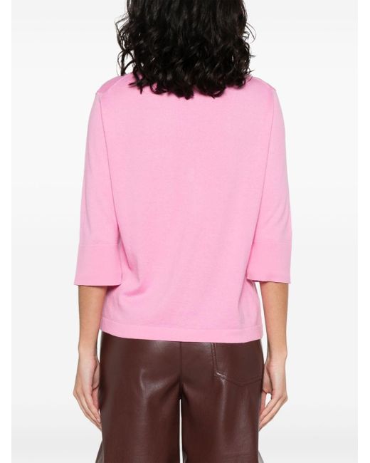 Allude Pink Knitted Polo Top