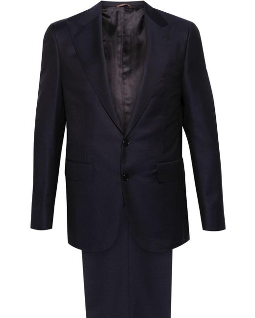 Canali Blue Peak-lapels Single-breasted Suit for men