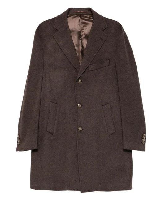 Barba Napoli Brown Button-Fastening Coat for men