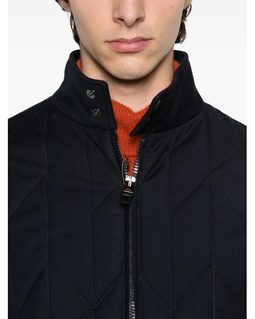 Canali Black Quilted Diamond-Pattern Padded Jacket for men