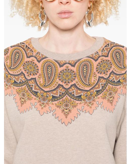 Etro Natural Paisley-Details Crew-Neck Sweatshirt