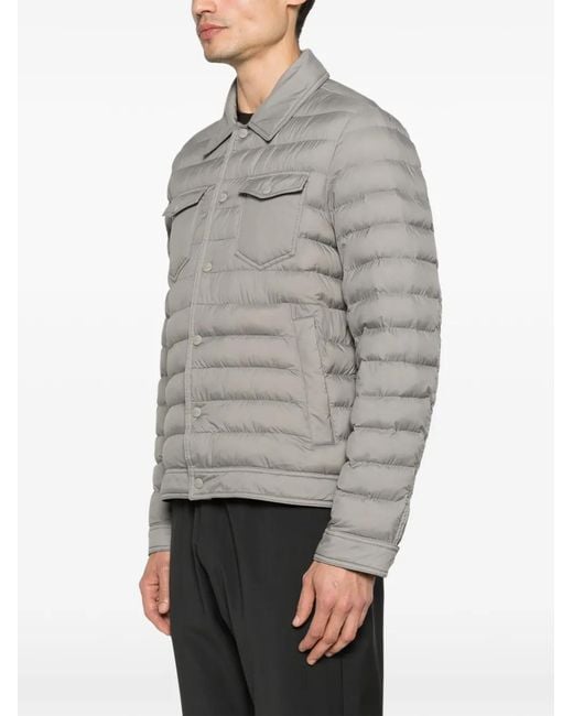 Herno Gray Button-Fastening Patch-Pocket Shirt Jacket for men