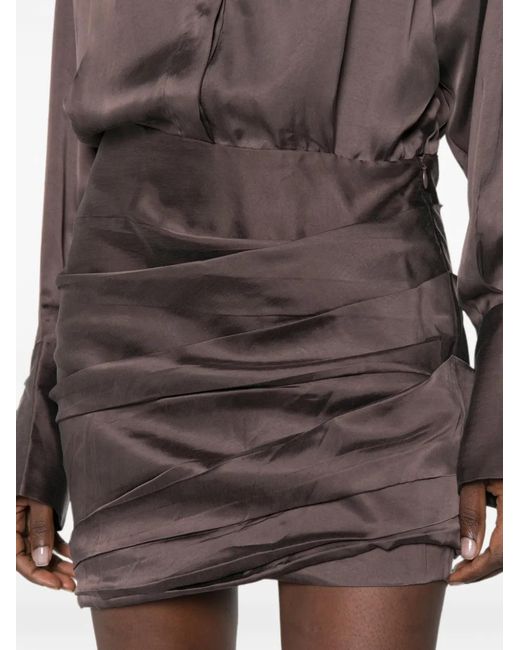 ANDAMANE Brown Andrea Ruched Mini Dress