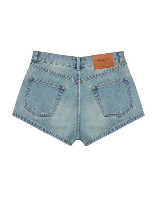 Mainless Blue Denim Mini Shorts