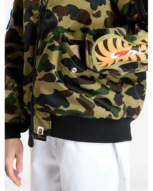 A Bathing Ape Green Zip-Up Bomber Jacket