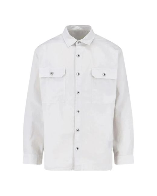 Rick Owens White Button-Up Chest-Pockets Shirt for men