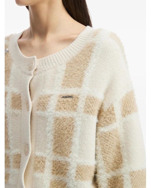 Musium Div. White Check-Pattern Cardigan