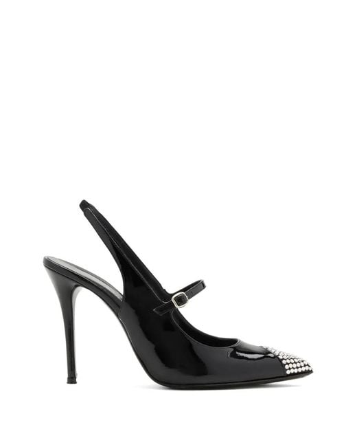 Alessandra Rich Black Embellished Slingback Sandals