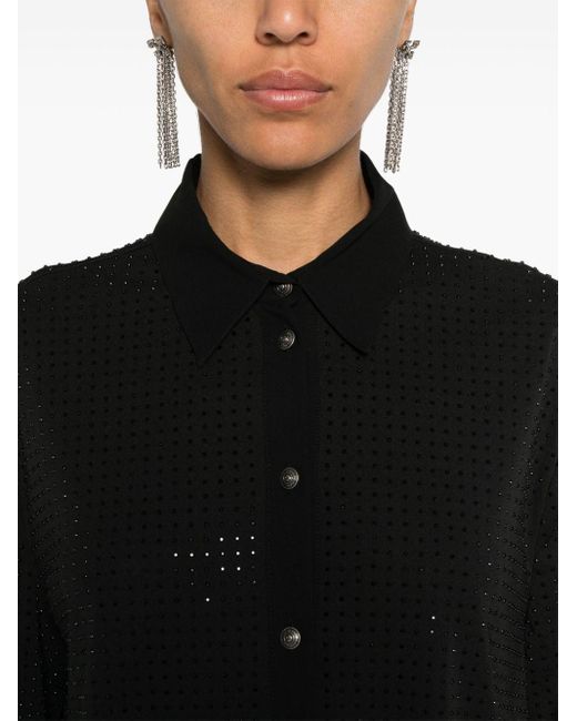 Versace Black Crystal-embellished Shirt