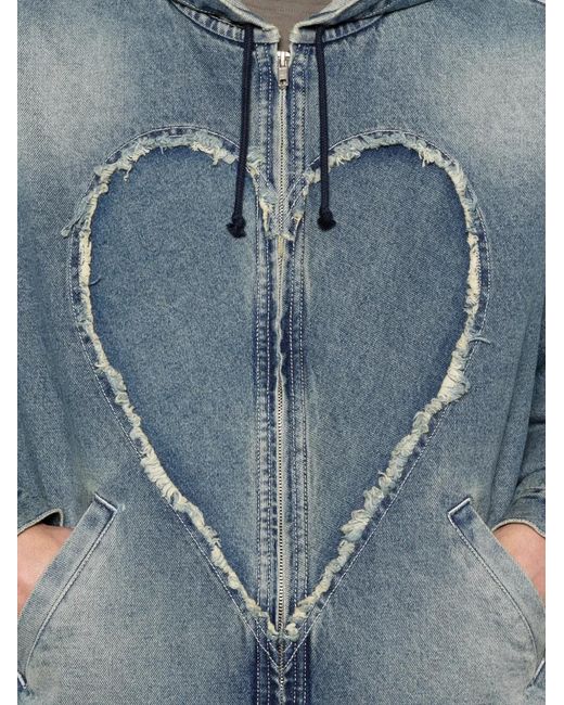 Carne Bollente Blue Heart Hooded Denim Jacket for men