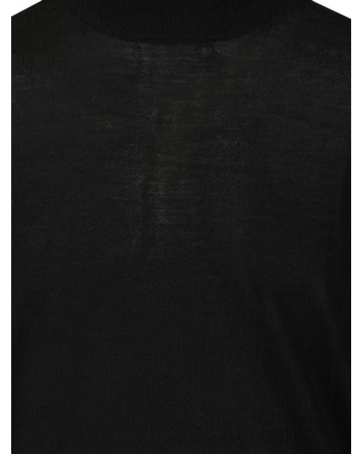 Fedeli Black Ribbed-Trim Mock-Neck Sweater for men