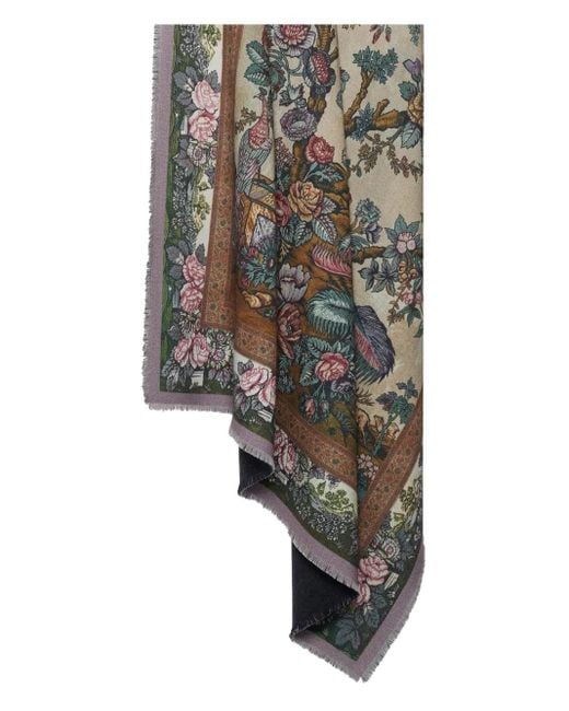 Bufanda con motivo floral y bordes deshilachados Pierre Louis Mascia de color Gray