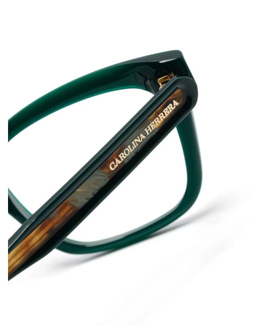 Carolina Herrera Green Square Acetate Engraved Glasses