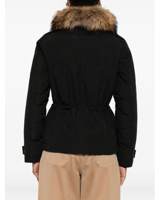 Woolrich Faux Fur-collar Coat Black