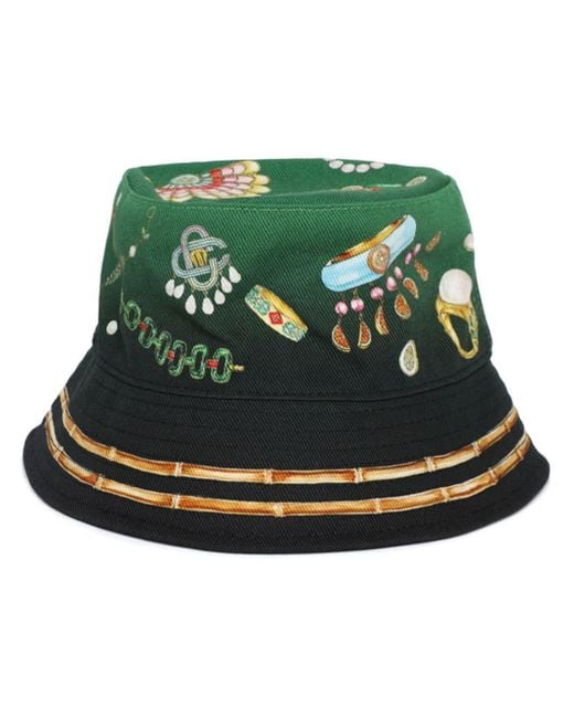 Casablancabrand Green La Boite A Bijoux-print Bucket Hat for men
