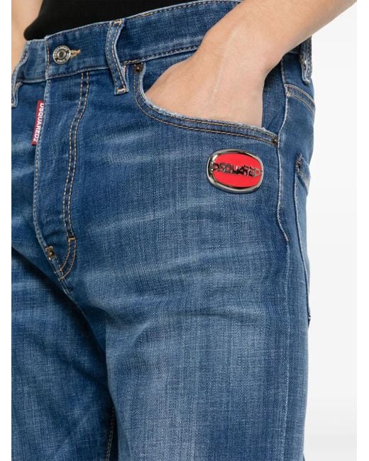 DSquared² Blue Logo-Pla Slim-Cut Jeans for men