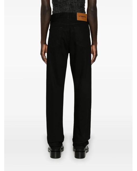 Jeans Dritti Con Ricamo di VTMNTS in Black da Uomo