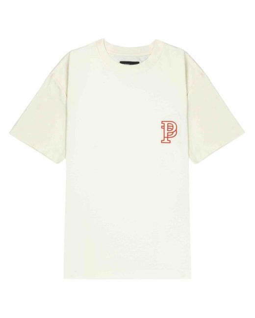Purple Brand White Monogram-print Cotton T-shirt for men