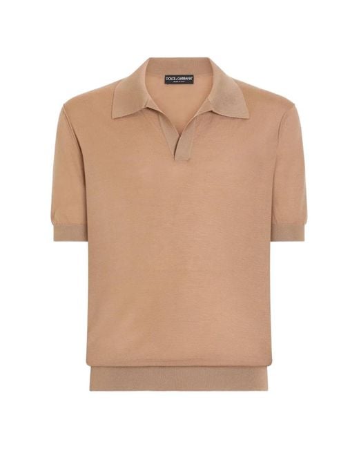 Dolce & Gabbana Natural Cashmere Polo Shirt for men