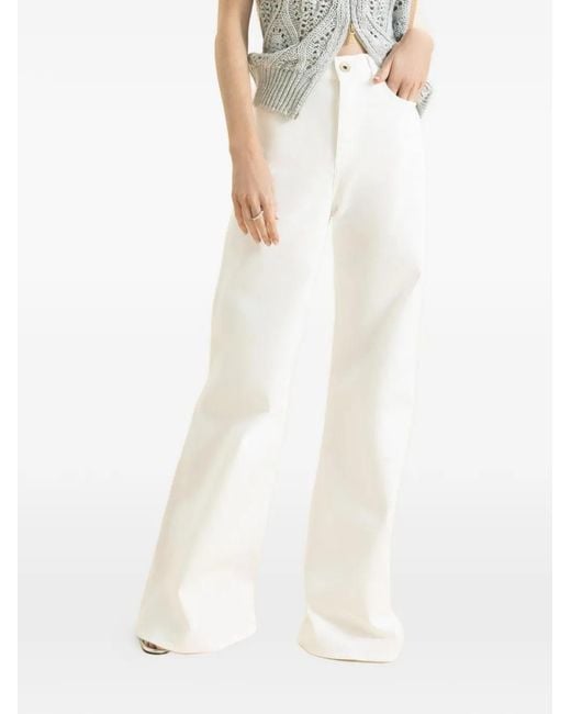Eleventy White Jean À Passants De Ceinture