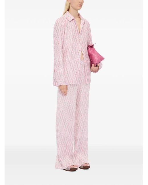MSGM Pink Pantalon Plissé À Carreaux
