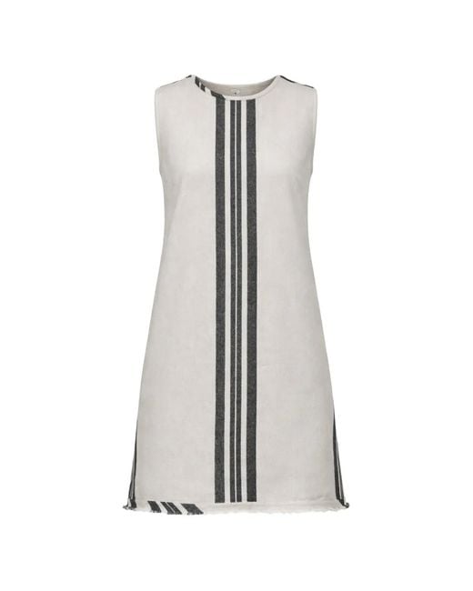 Osklen White Striped Fringed Mini Dress