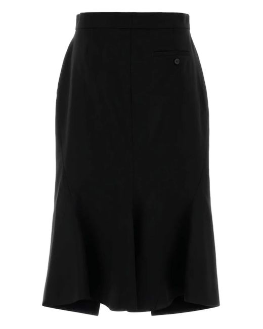 McQueen Black Wool Split-Front Skirt
